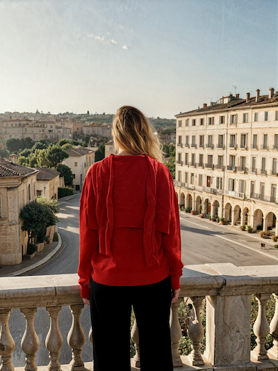 Arka Detaylı Kazak Kırmızı - STD