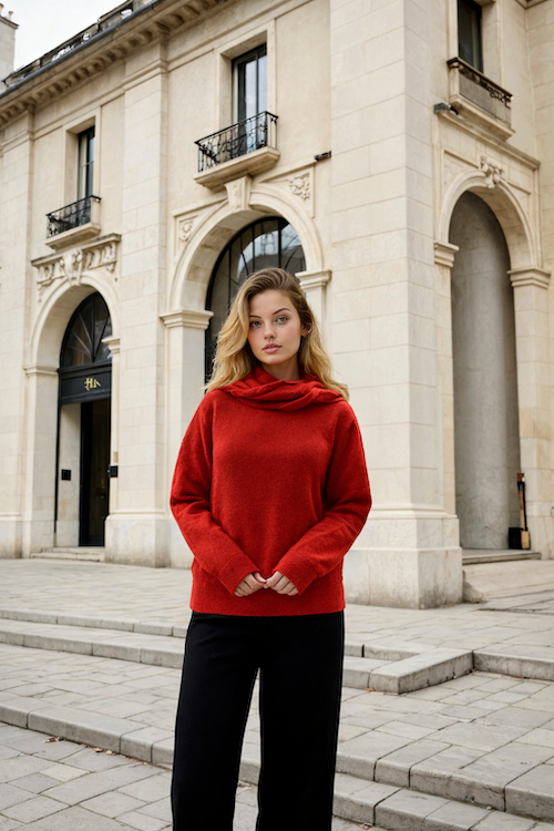 Arka Detaylı Kazak Kırmızı - STD