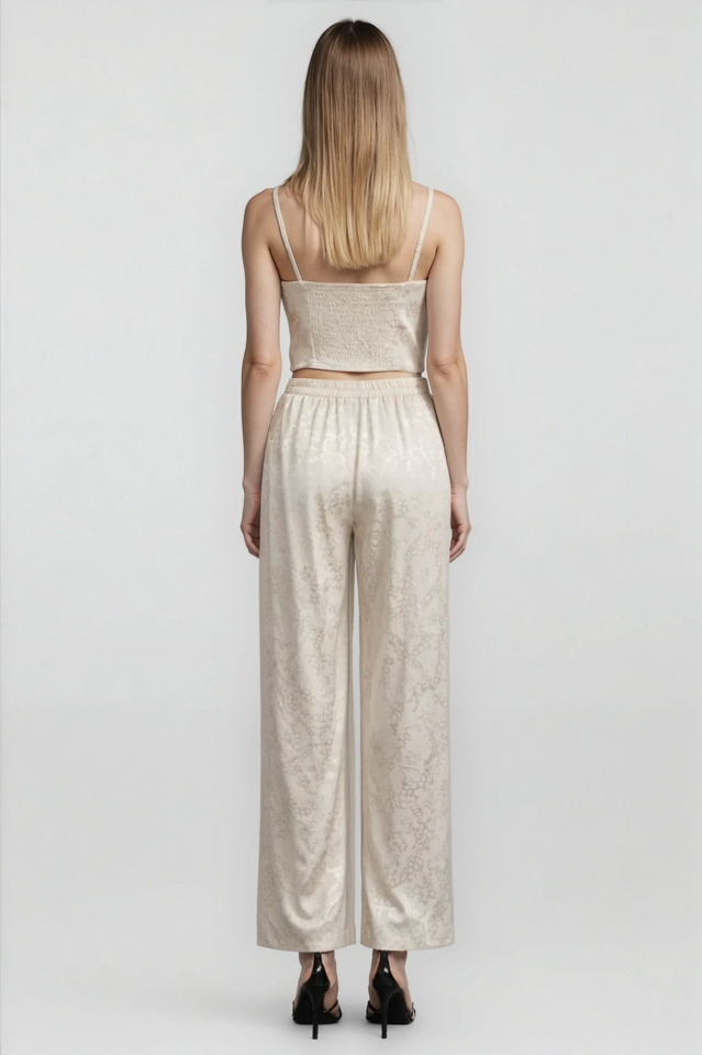 Jakarlı Askılı Bluz Bej - L