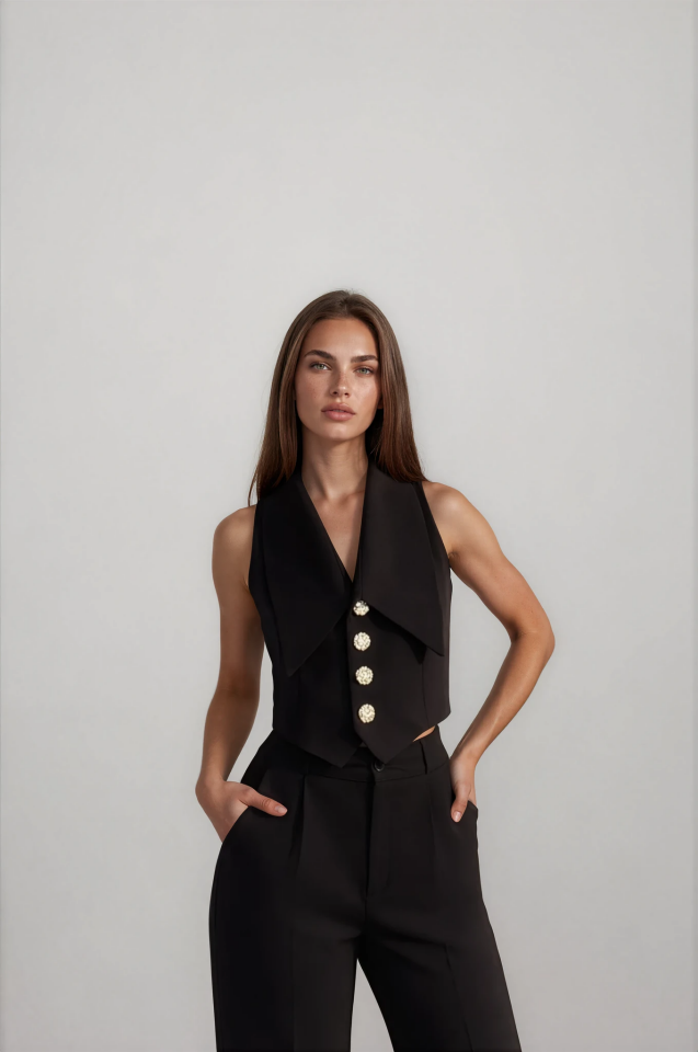 Premium Yelek Bluz Siyah - L