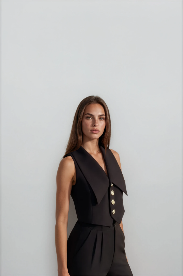 Premium Yelek Bluz Siyah - L